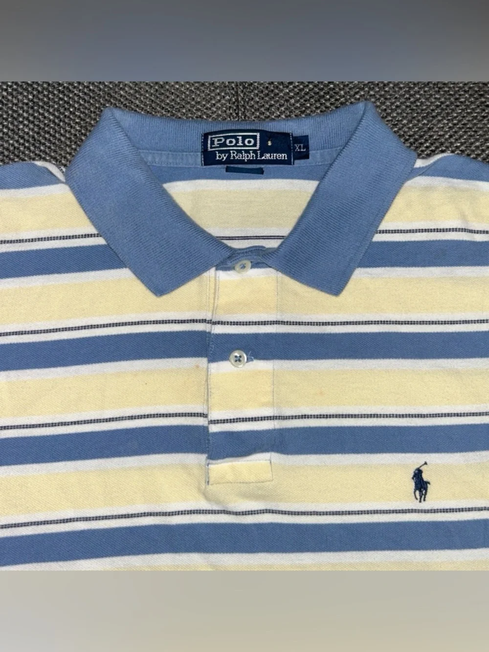 Rare 90s Polo Ralph Lauren Blue & Yellow Striped Polo Shirt